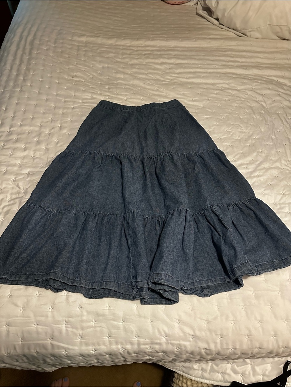 St. John's Bay Dark Blue Tiered A-Line Denim Skirt
